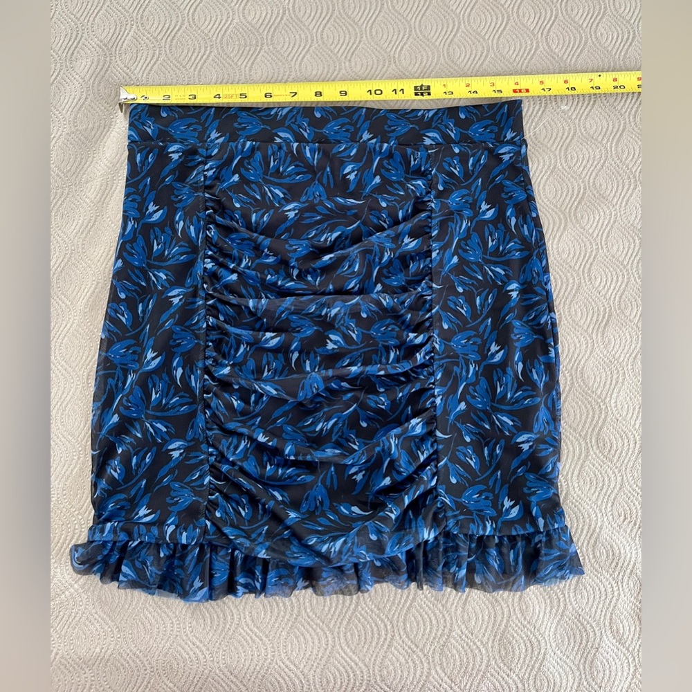 Free People Romi mesh mini skirt in blue floral size large - Picture 8 of 13